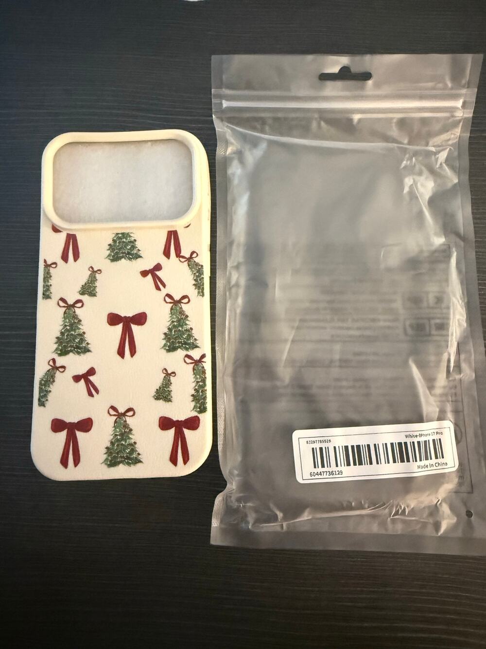 iPhone 17 Pro Case Christmas Trees Red Ribbon Bows Festive White NEW